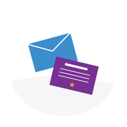 2 Envelopes one blue one purple