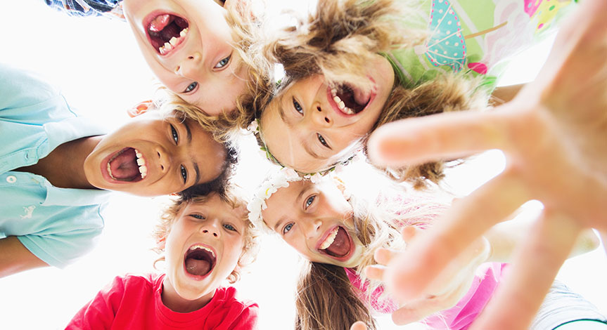 Kids Group huddling